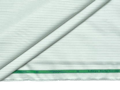 Grasim by Aditya Birla Group 100% Pure Cotton Shirting Fabric (White & Black , Stripes)