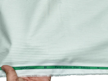 Grasim by Aditya Birla Group 100% Pure Cotton Shirting Fabric (White & Black , Stripes)