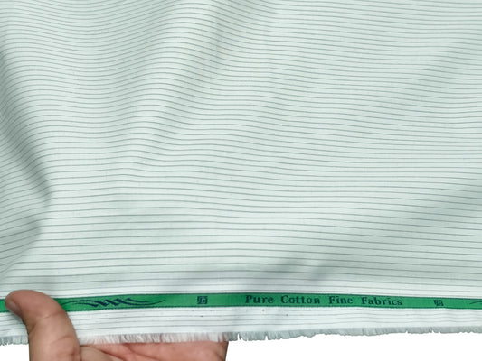 Grasim by Aditya Birla Group 100% Pure Cotton Shirting Fabric (White & Black , Stripes)