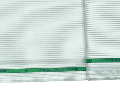 Grasim by Aditya Birla Group 100% Pure Cotton Shirting Fabric (White & Black , Stripes)