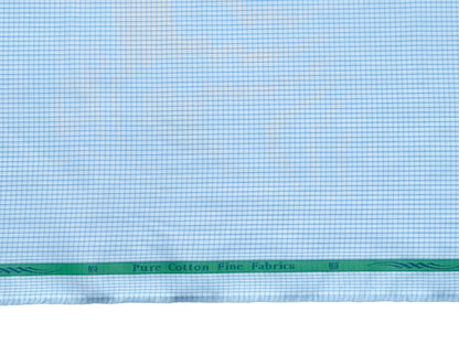 Grasim by Aditya Birla Group 100% Pure Cotton Shirting Fabric (Blue , Microchecks)