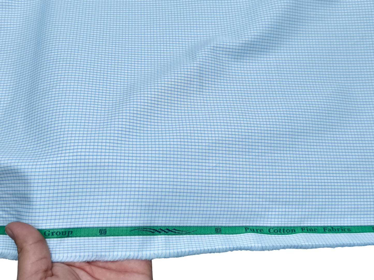 Grasim by Aditya Birla Group 100% Pure Cotton Shirting Fabric (Blue , Microchecks)