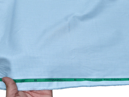 Grasim by Aditya Birla Group 100% Pure Cotton Shirting Fabric (Blue , Microchecks)