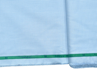 Grasim by Aditya Birla Group 100% Pure Cotton Shirting Fabric (Blue , Microchecks)