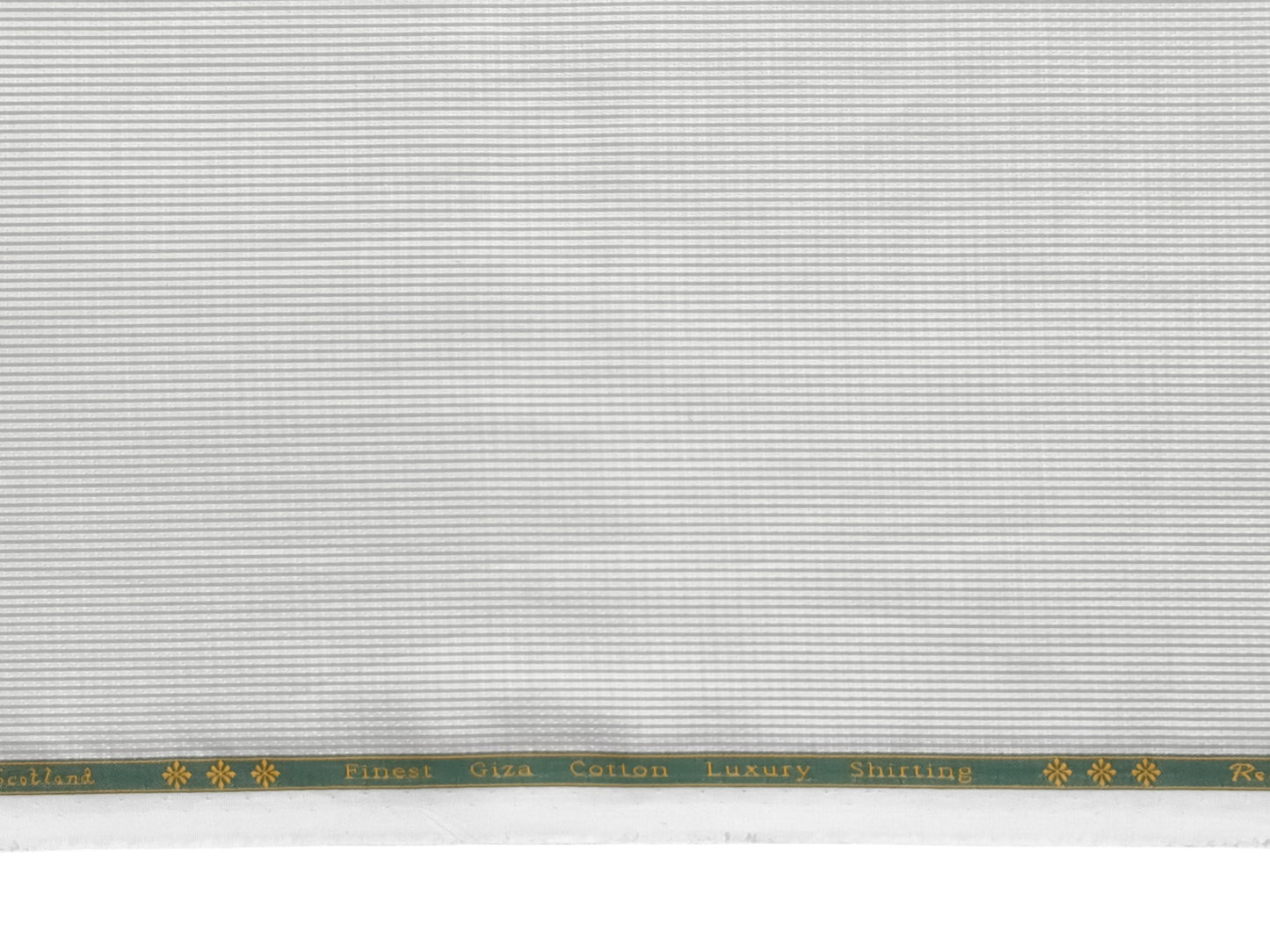 Reid & Taylor 100% Pure Giza Cotton Shirting Fabric (White & Grey , Patterned Stripes)