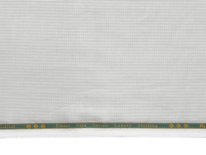 Reid & Taylor 100% Pure Giza Cotton Shirting Fabric (White & Grey , Patterned Stripes)