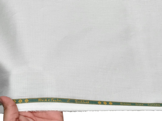 Reid & Taylor 100% Pure Giza Cotton Shirting Fabric (White & Grey , Patterned Stripes)
