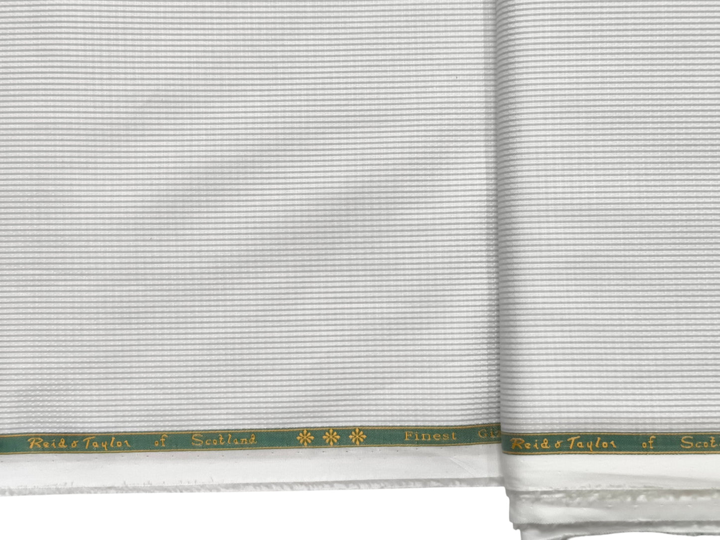Reid & Taylor 100% Pure Giza Cotton Shirting Fabric (White & Grey , Patterned Stripes)