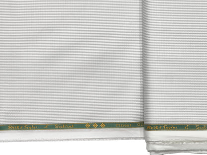 Reid & Taylor 100% Pure Giza Cotton Shirting Fabric (White & Grey , Patterned Stripes)