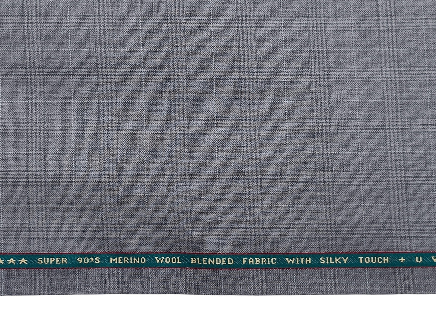 Raymond Technosmart Super 90s Merino Wool Blended Suiting Fabric (Light grey, Checks)
