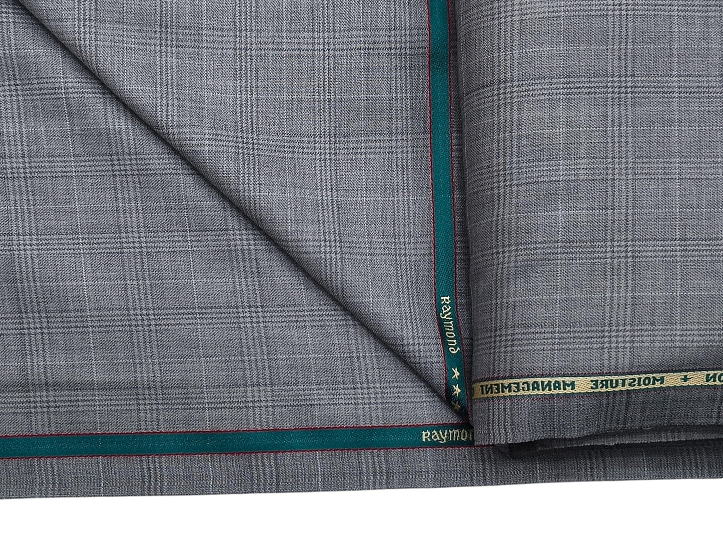 Raymond Technosmart Super 90s Merino Wool Blended Suiting Fabric (Light grey, Checks)