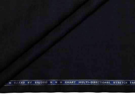 Raymond Ellexo Premium Wool Blended Suiting Fabric (Black Checks)