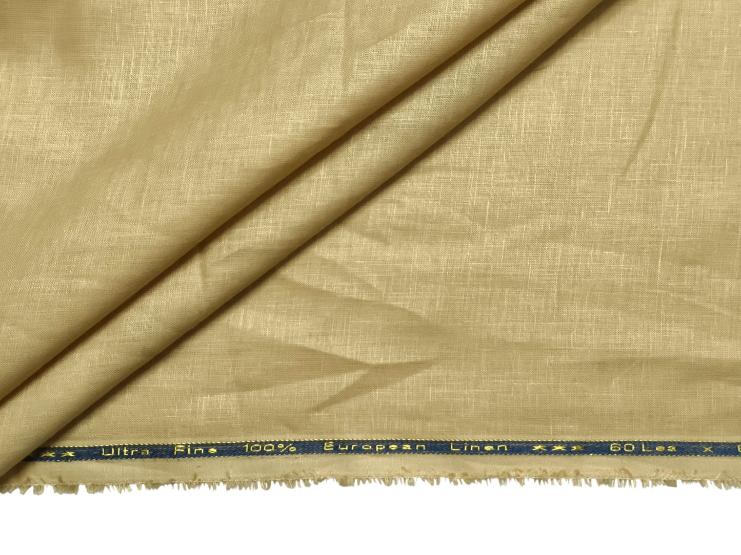 100% Pure European Linen 60 LEA Shirting Fabric (Sand Beige, Plain Weave)
