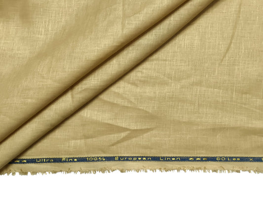 100% Pure European Linen 60 LEA Shirting Fabric (Sand Beige, Plain Weave)