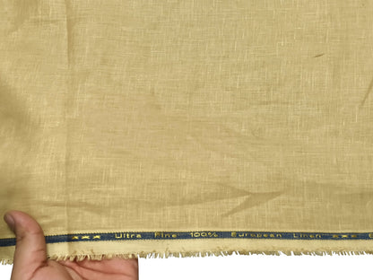 100% Pure European Linen 60 LEA Shirting Fabric (Sand Beige, Plain Weave)