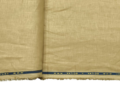 100% Pure European Linen 60 LEA Shirting Fabric (Sand Beige, Plain Weave)