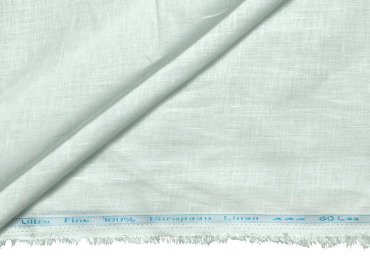 100% Pure European Linen 60 LEA Shirting Fabric (Classic White, Plain Weave)