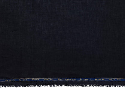 100% Pure European Linen 60 LEA Shirting Fabric (Pure Black, Plain Weave)