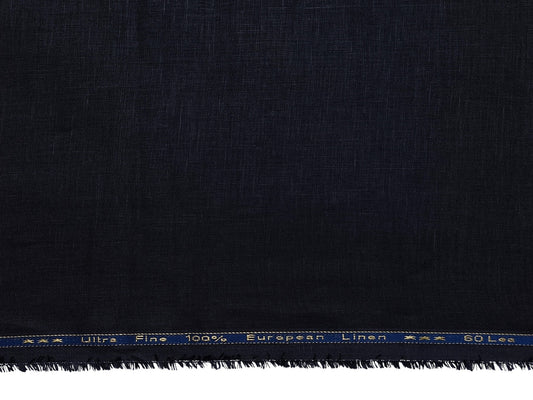 100% Pure European Linen 60 LEA Shirting Fabric (Pure Black, Plain Weave)