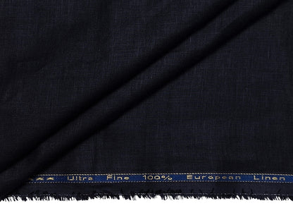 100% Pure European Linen 60 LEA Shirting Fabric (Pure Black, Plain Weave)