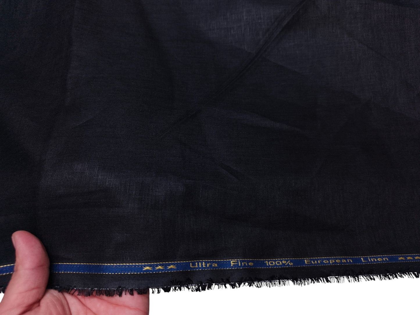 100% Pure European Linen 60 LEA Shirting Fabric (Pure Black, Plain Weave)