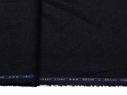 100% Pure European Linen 60 LEA Shirting Fabric (Pure Black, Plain Weave)