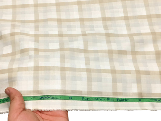 Grasim by Aditya Birla Group 100% Pure Cotton Shirting Fabric (Brown And Light grey, Checks)