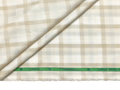Grasim by Aditya Birla Group 100% Pure Cotton Shirting Fabric (Brown And Light grey, Checks)