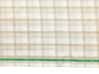 Grasim by Aditya Birla Group 100% Pure Cotton Shirting Fabric (Brown And Light grey, Checks)