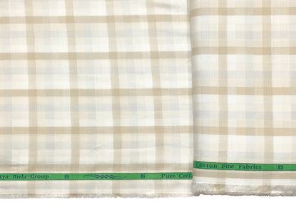 Grasim by Aditya Birla Group 100% Pure Cotton Shirting Fabric (Brown And Light grey, Checks)