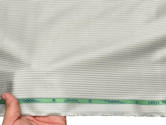 Grasim by Aditya Birla Group 100% Pure Cotton Shirting Fabric (Silver Grey, Stripes)