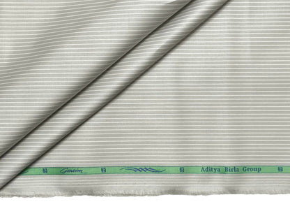Grasim by Aditya Birla Group 100% Pure Cotton Shirting Fabric (Silver Grey, Stripes)