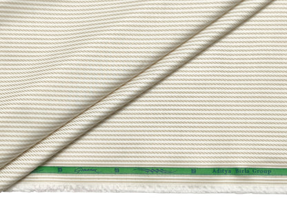 Grasim by Aditya Birla Group 100% Pure Cotton Shirting Fabric (Beige, Patterned Stripes)