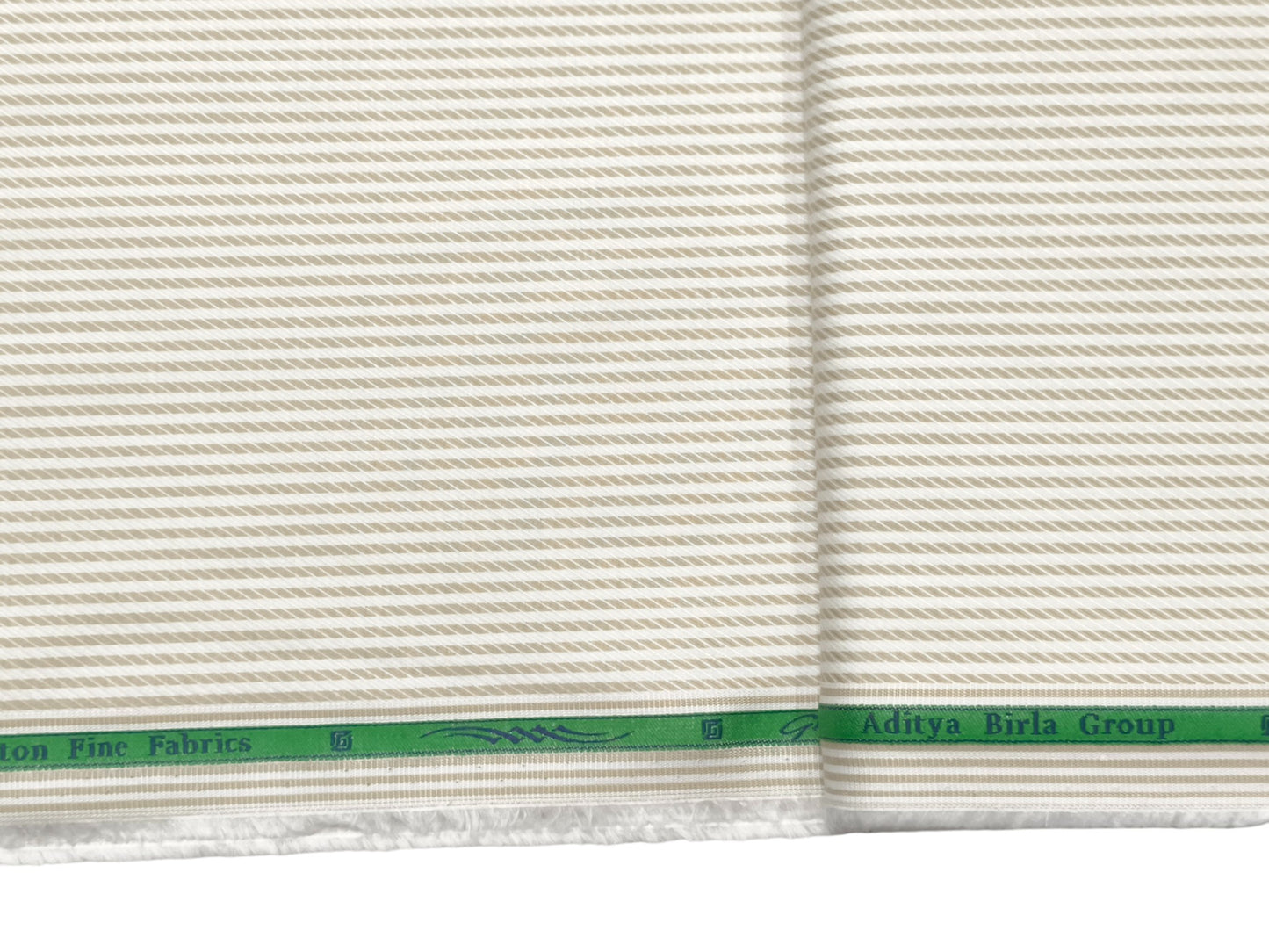 Grasim by Aditya Birla Group 100% Pure Cotton Shirting Fabric (Beige, Patterned Stripes)