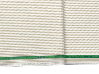 Grasim by Aditya Birla Group 100% Pure Cotton Shirting Fabric (Beige, Patterned Stripes)