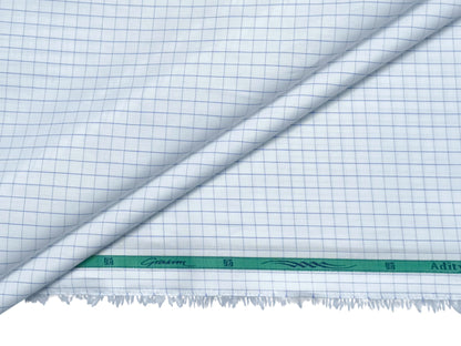 Grasim by Aditya Birla Group 100% Pure Cotton Shirting Fabric (White & Blue Checks)