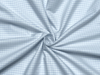 Grasim by Aditya Birla Group 100% Pure Cotton Shirting Fabric (White & Blue Checks)