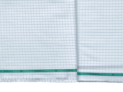 Grasim by Aditya Birla Group 100% Pure Cotton Shirting Fabric (White & Blue Checks)