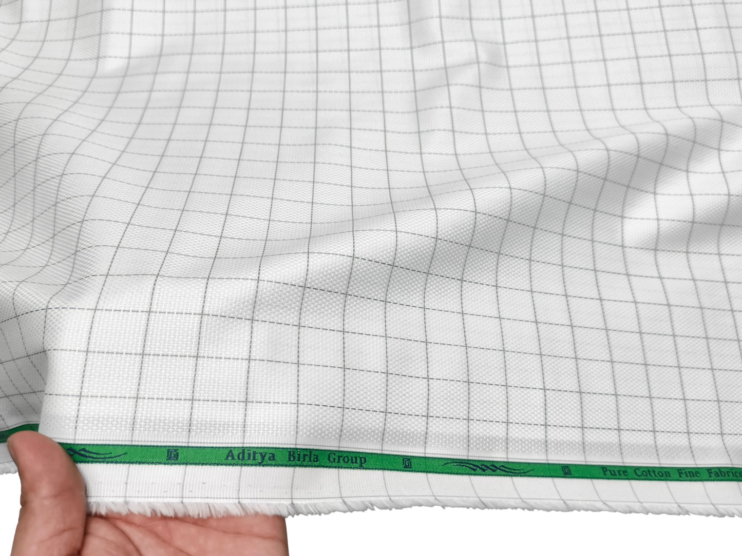Grasim by Aditya Birla Group 100% Pure Cotton Shirting Fabric (White & Grey, Checks)