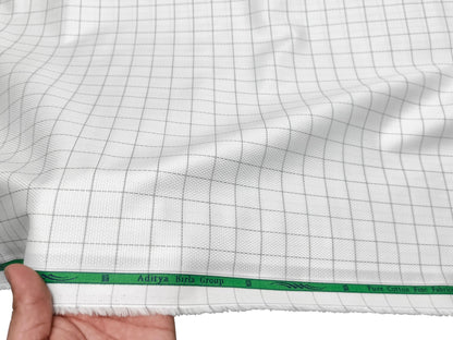 Grasim by Aditya Birla Group 100% Pure Cotton Shirting Fabric (White & Grey, Checks)
