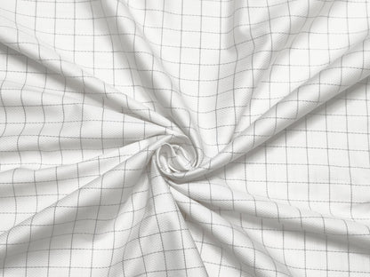 Grasim by Aditya Birla Group 100% Pure Cotton Shirting Fabric (White & Grey, Checks)