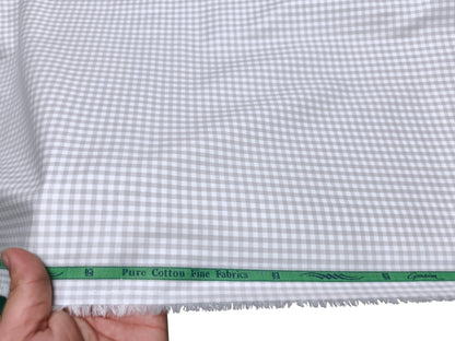 Grasim by Aditya Birla Group 100% Pure Cotton Shirting Fabric (Light Grey Microcheks)
