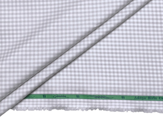 Grasim by Aditya Birla Group 100% Pure Cotton Shirting Fabric (Light Grey Microcheks)