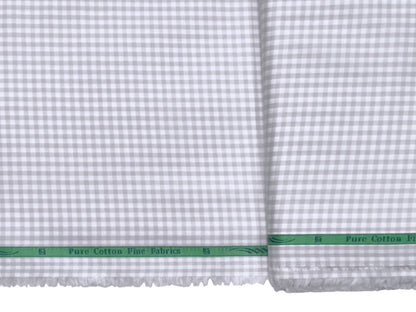 Grasim by Aditya Birla Group 100% Pure Cotton Shirting Fabric (Light Grey Microcheks)