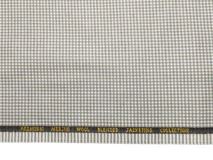 Cavalero Italy Premium Merino Wool Blended Jacketing Collection Suiting Fabric (Beige and Brown, Houndstooth Pattern)