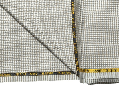 Cavalero Italy Premium Merino Wool Blended Jacketing Collection Suiting Fabric (Beige and Brown, Houndstooth Pattern)