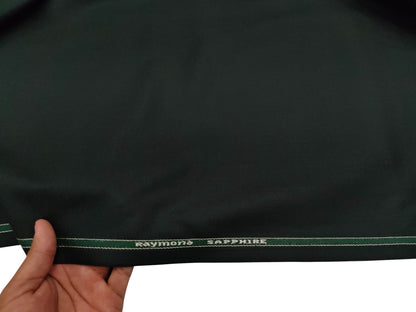 Raymond Sapphire Merino Wool Blended Suiting Fabric (Bottle Green, Plain Weave)