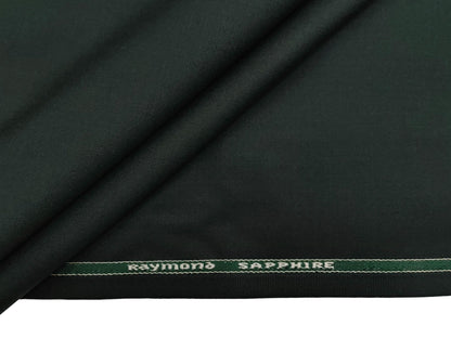 Raymond Sapphire Merino Wool Blended Suiting Fabric (Bottle Green, Plain Weave)