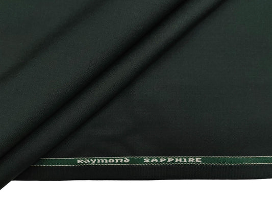Raymond Sapphire Merino Wool Blended Suiting Fabric (Bottle Green, Plain Weave)