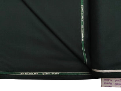 Raymond Sapphire Merino Wool Blended Suiting Fabric (Bottle Green, Plain Weave)